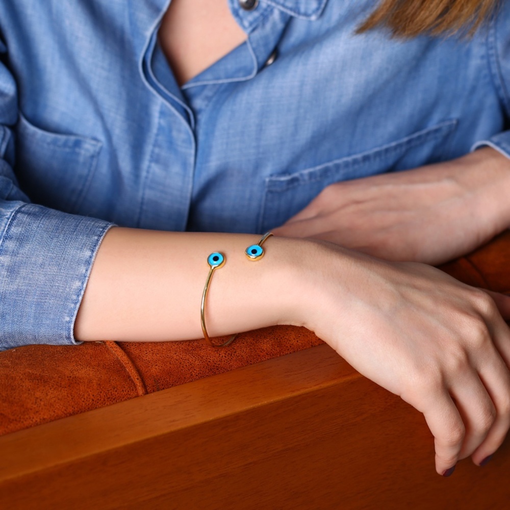 Gold Plated Glossy Nazar Bracelet